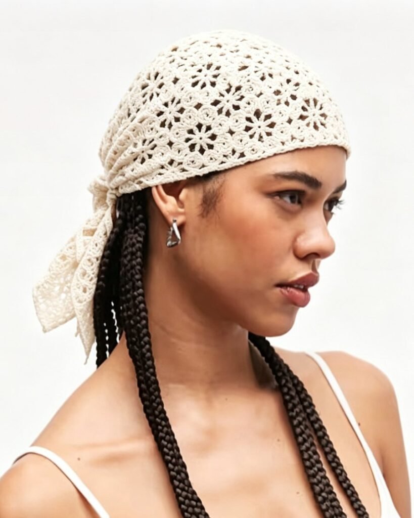 Mesh Crochet Waist Triangle Scarf EA-A-101
