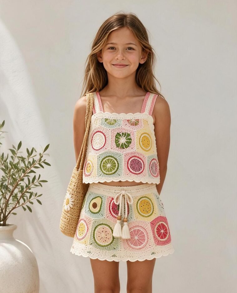 Children's Openwork Crochet Romper EA-C-104