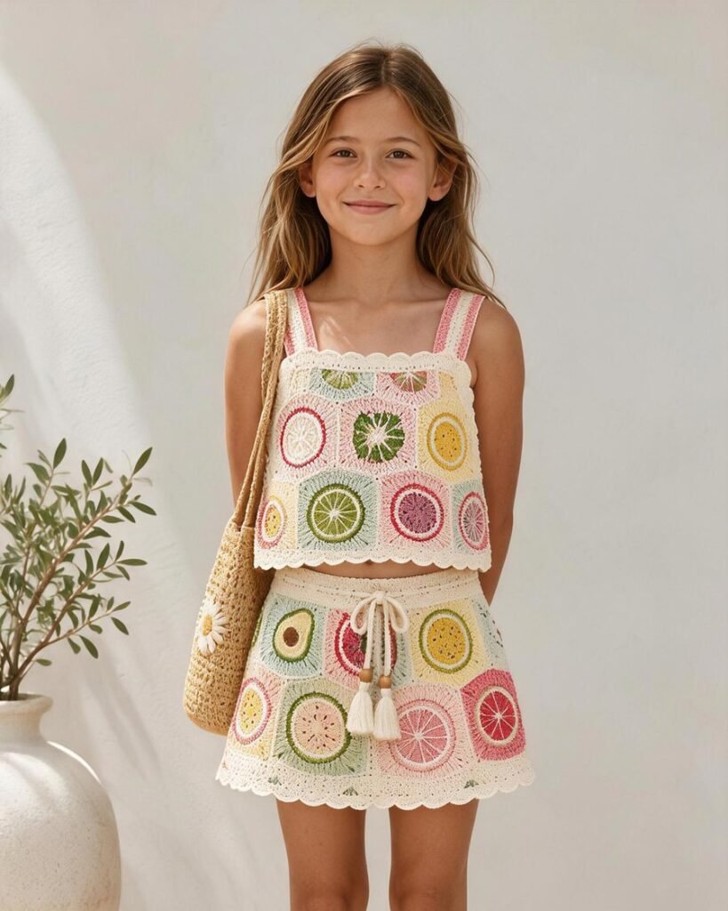 Children's Openwork Crochet Romper EA-C-104