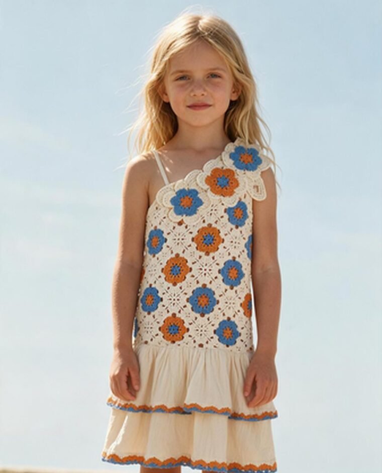 Children's Granny Square Crochet Two-Piece Set EA-C-113