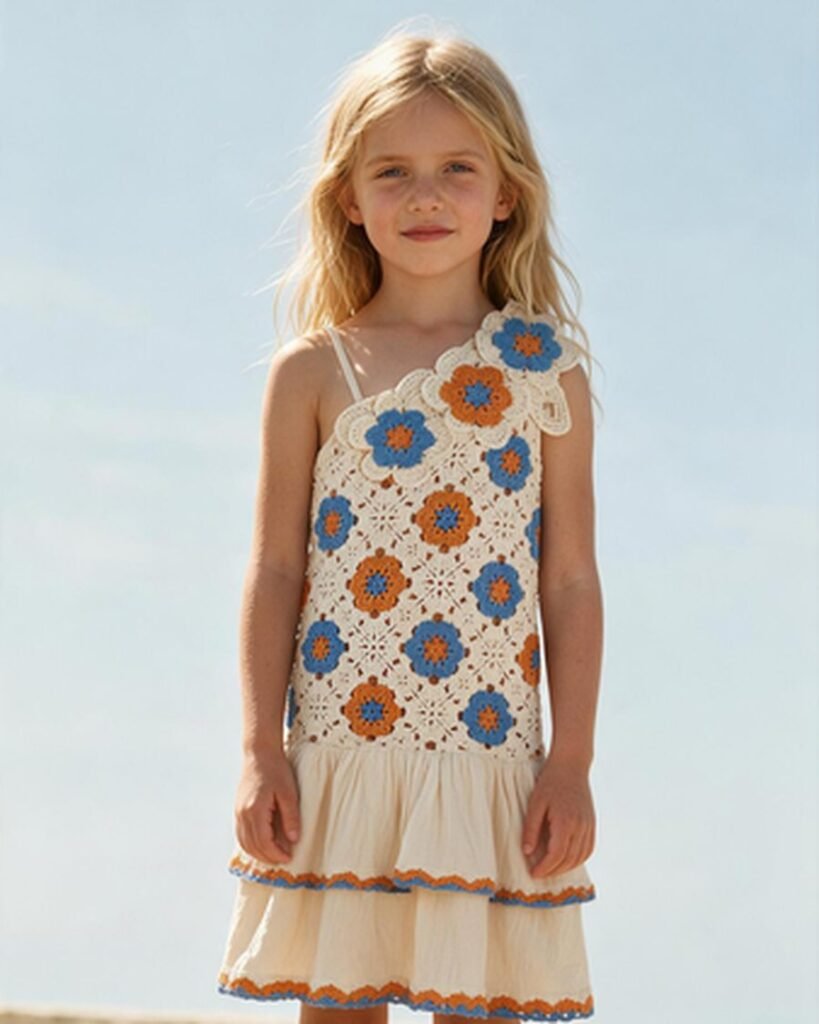 Children's Granny Square Crochet Two-Piece Set EA-C-113