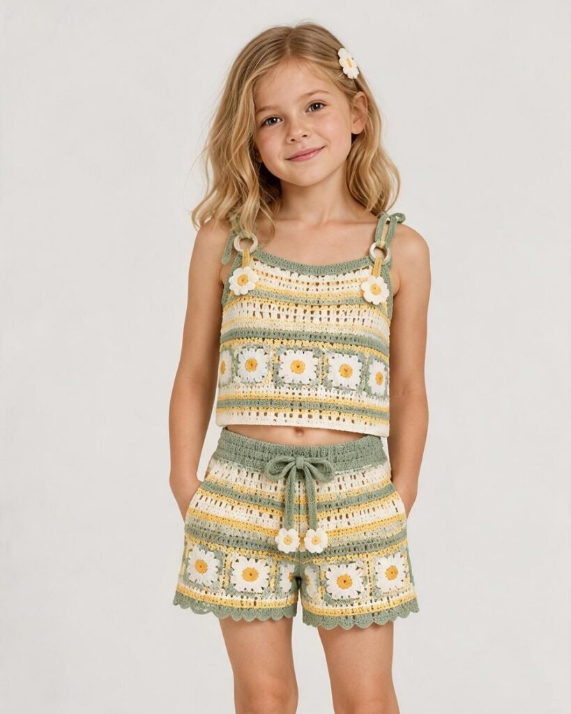 Children's Cluster Crochet Pinafore Dress EA-C-114