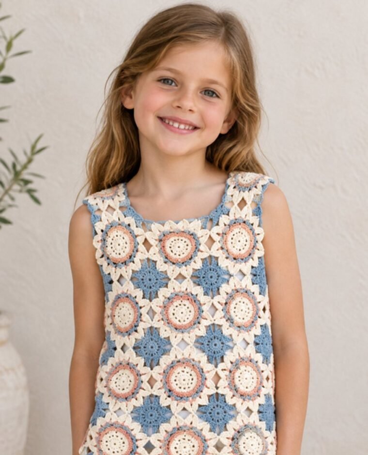 Children's Shell Stitch Crochet Pullover EA-C-115
