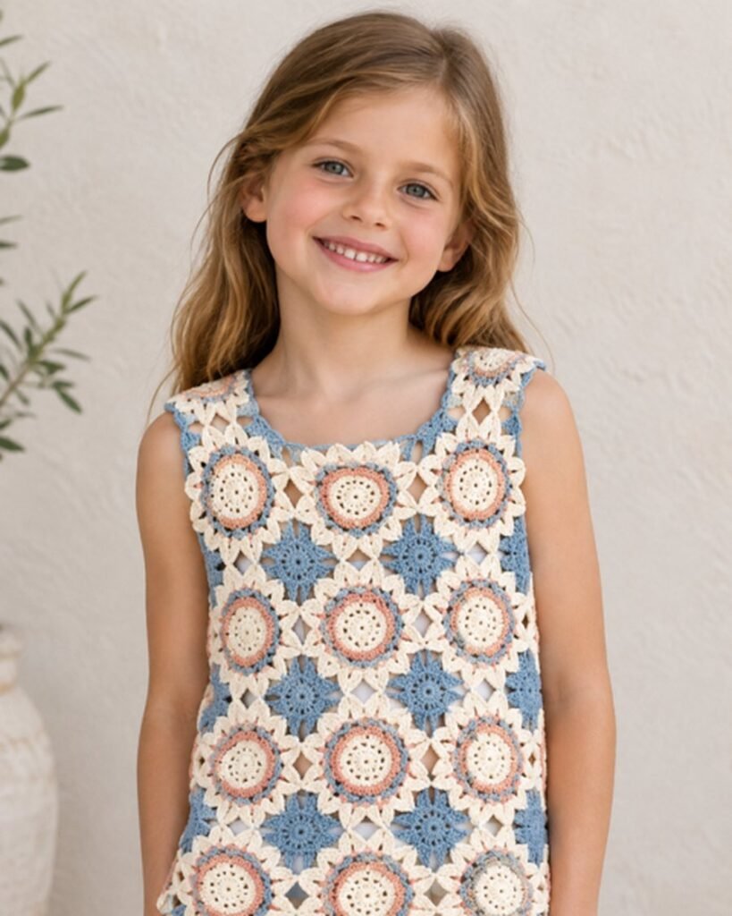 Children's Shell Stitch Crochet Pullover EA-C-115