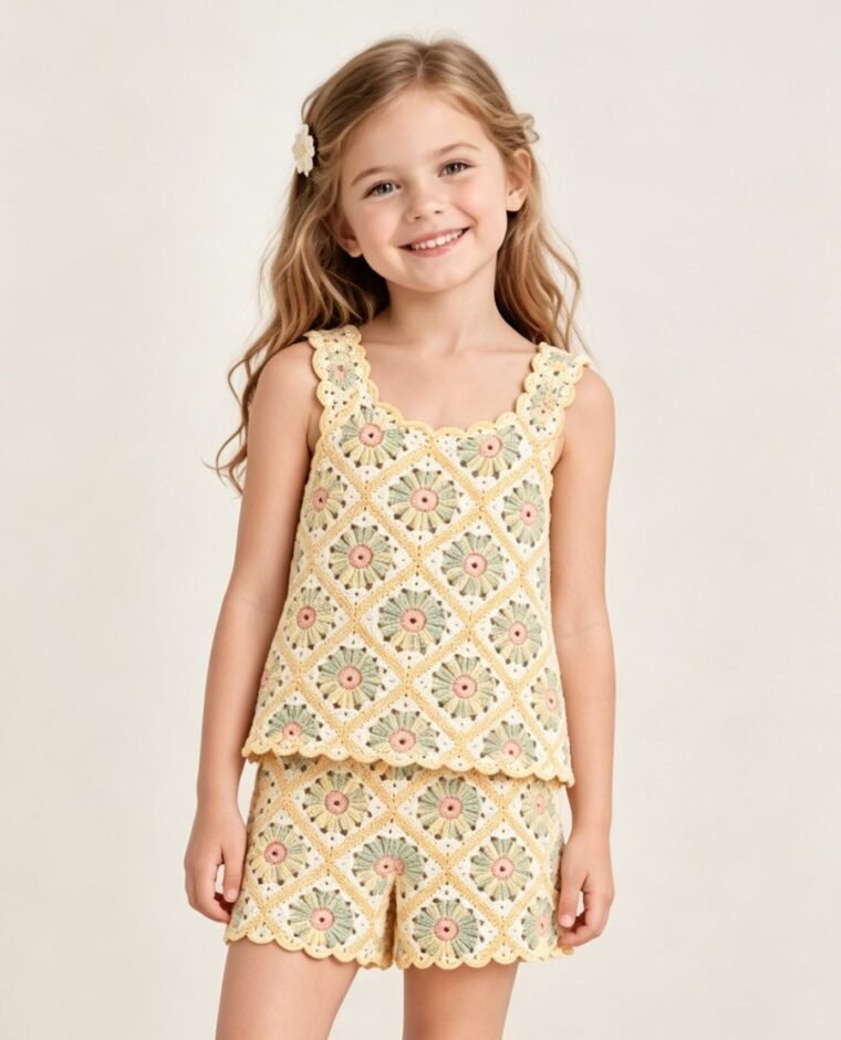 Children's Bobble Crochet Bubble Romper EA-C-116