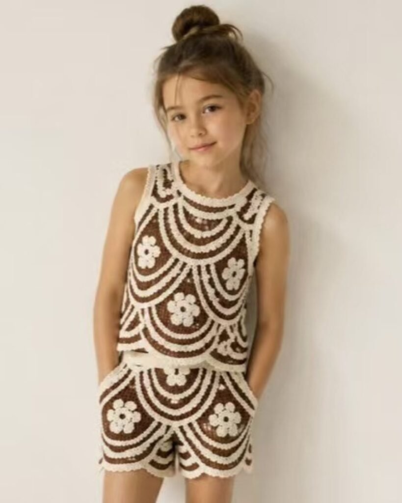 Children's Flower Motif Crochet Dress EA-C-118