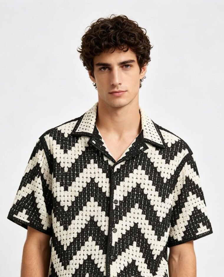 Men's Waffle Crochet Polo EA-M-103