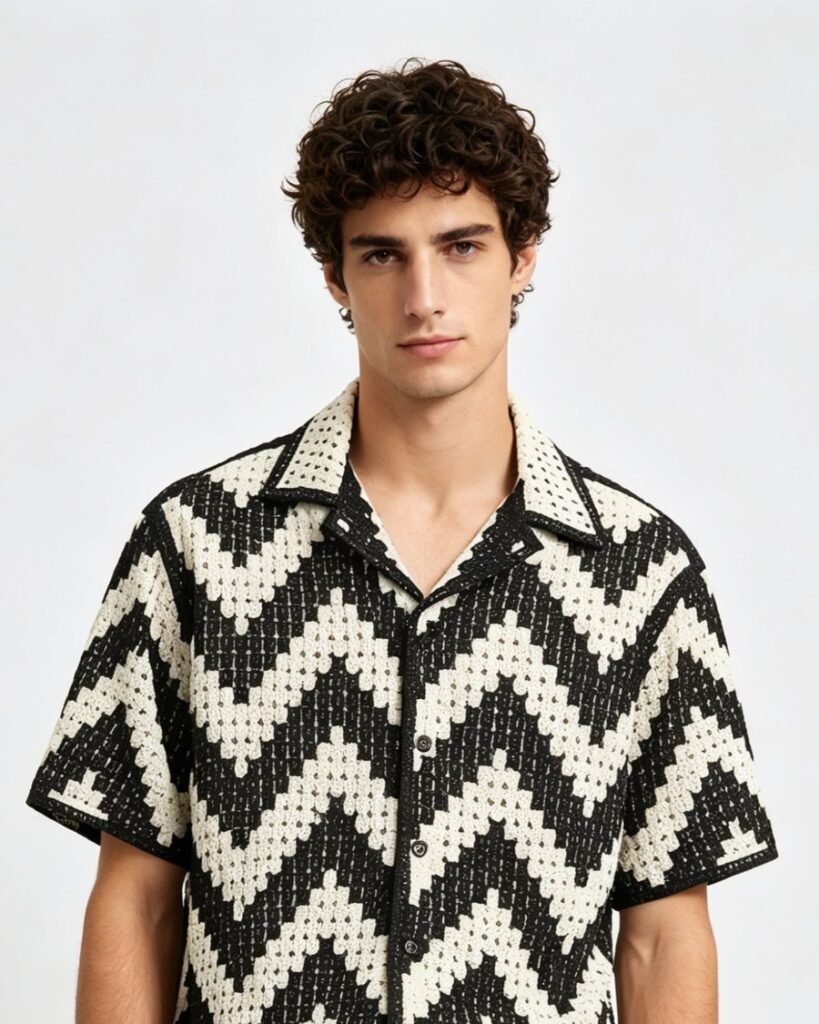 Men's Waffle Crochet Polo EA-M-103
