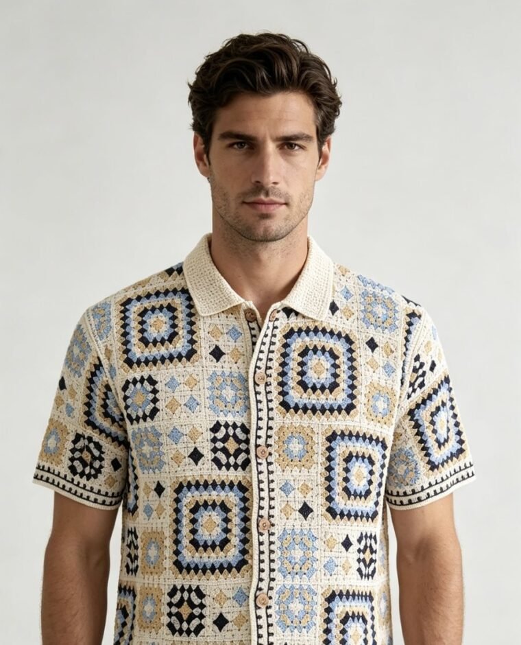 Men's Cable Crochet Cardigan EA-M-105