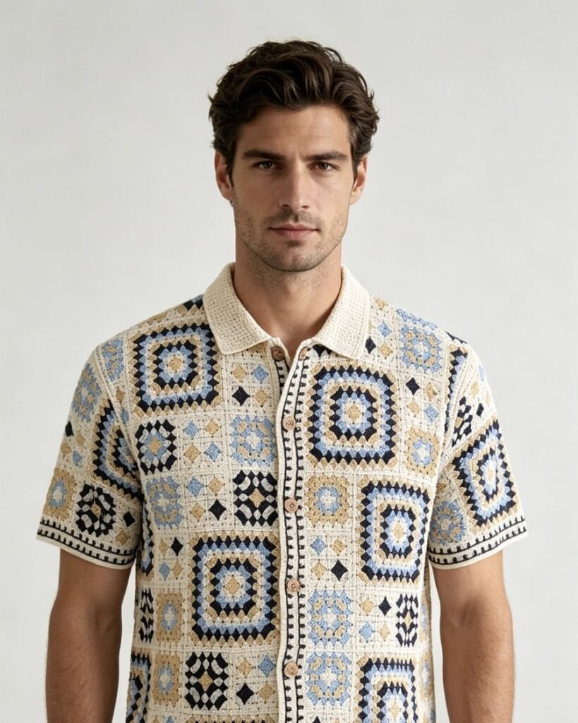 Men's Cable Crochet Cardigan EA-M-105