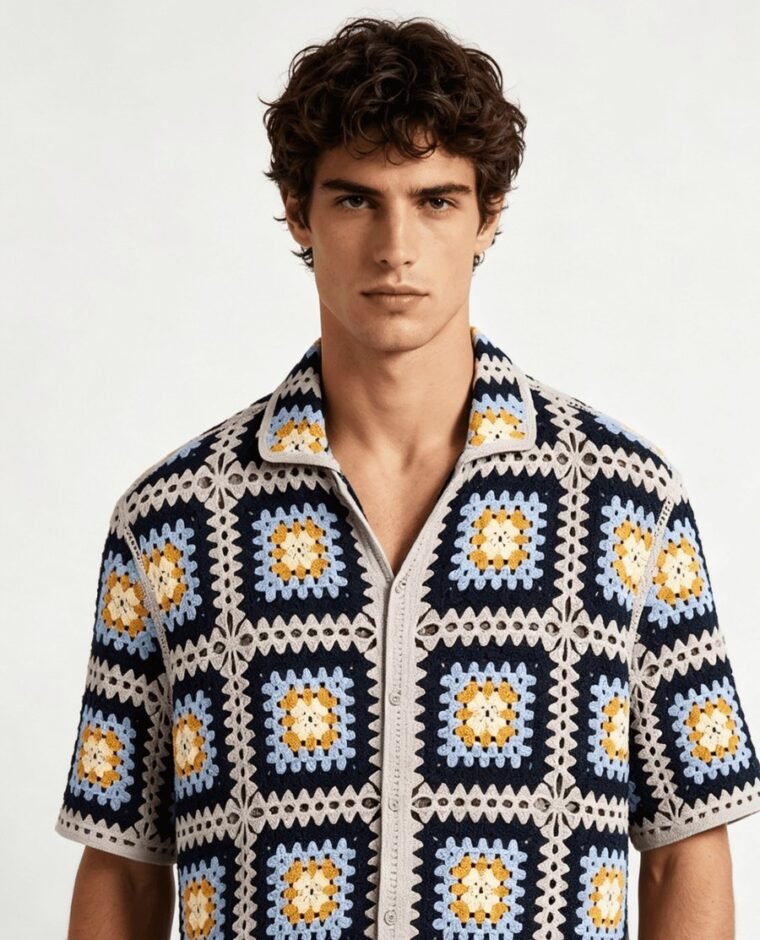 Men's Filet Crochet Sweater EA-M-106