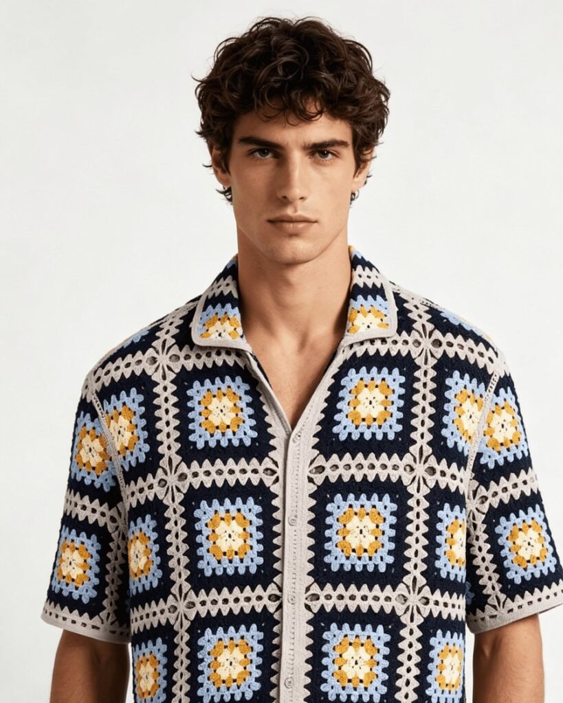 Men's Filet Crochet Sweater EA-M-106