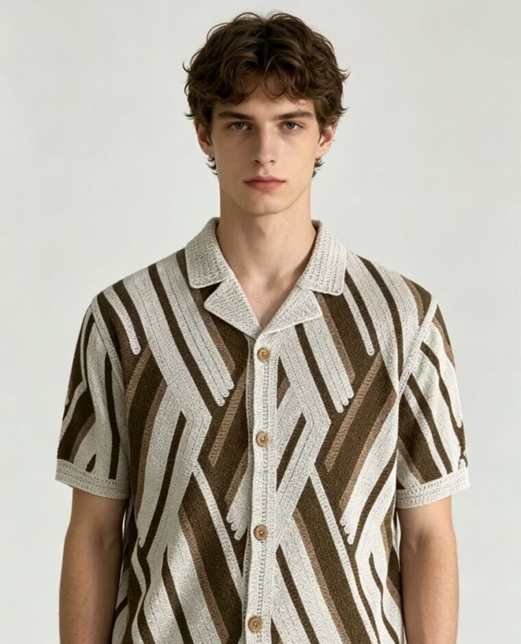Men's Pineapple Crochet Shirt Jacket EA-M-110