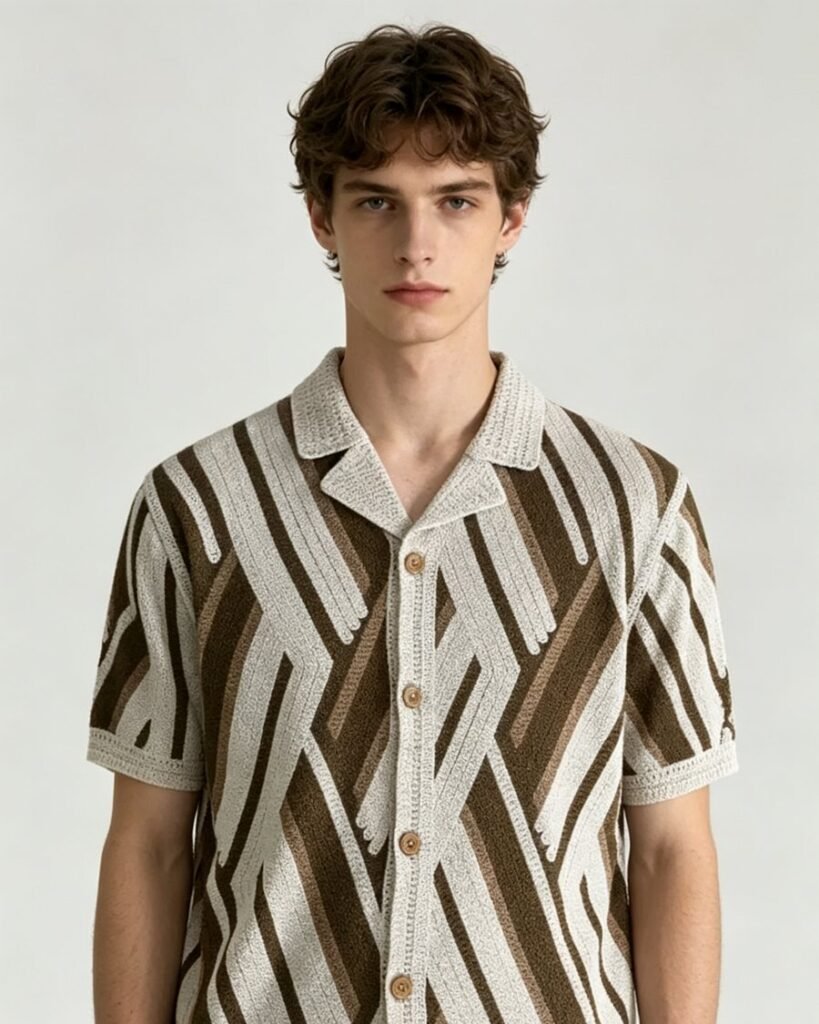 Men's Pineapple Crochet Shirt Jacket EA-M-110