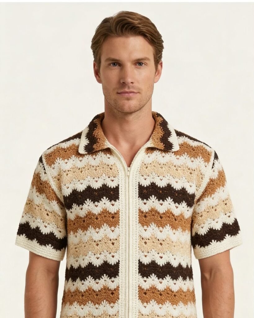 Men's Shell Stitch Crochet Pullover EA-M-115